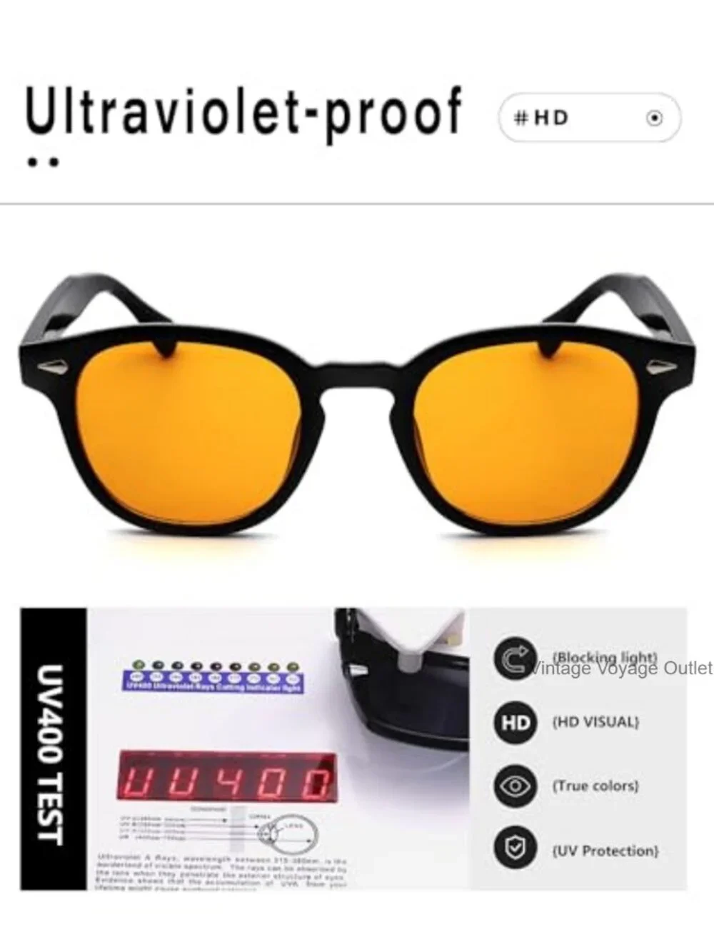 Vintage Round Sunglasses Unisex UV400 Metal Frame Retro Shades